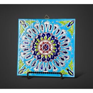 Blue Ceramic 6" Tile Hand Made in Greece Smaltotechniki Philkeram-Johnson‎ H&R
